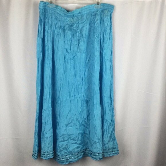 Avenue Plus 18/20 Elastic Waist Drawstring Turquoise Skirt Modest Lagenlook - Picture 1 of 7